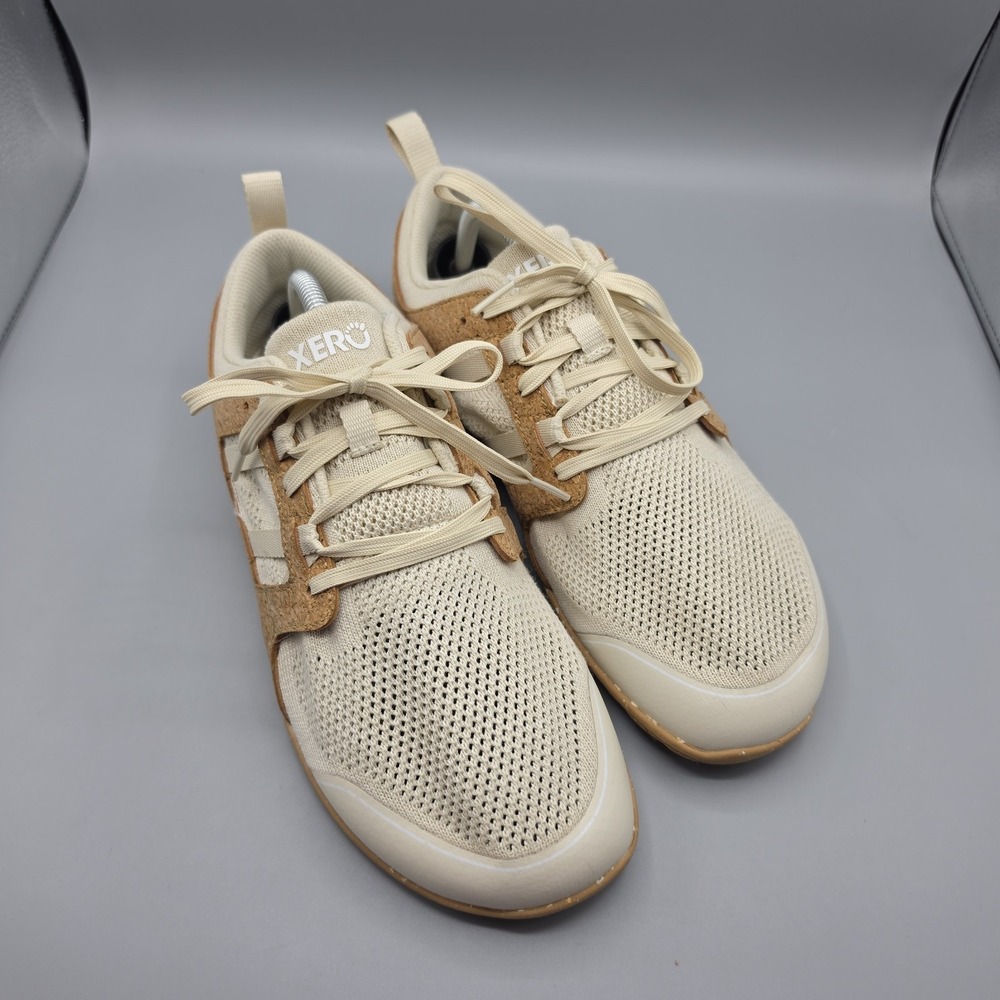 Xero Shoes Zelen Sneakers Mens 10 Beige Mesh Cork Barefoot Lowtop Athletic